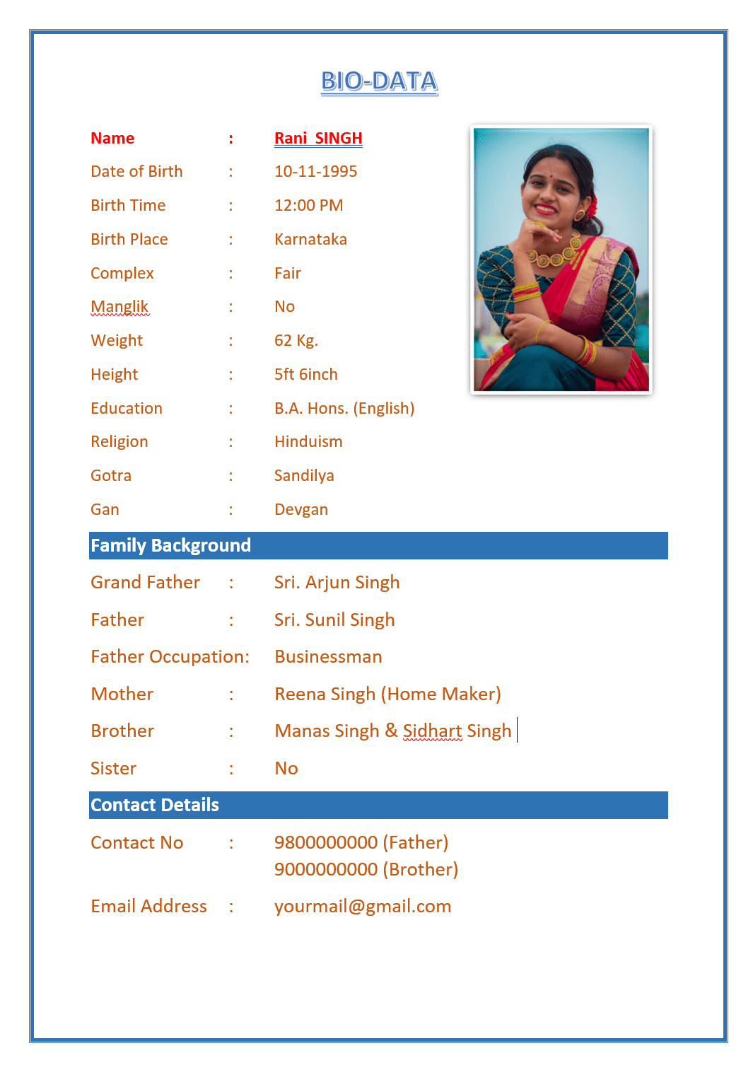 Marathi Marriage Biodata <a href=